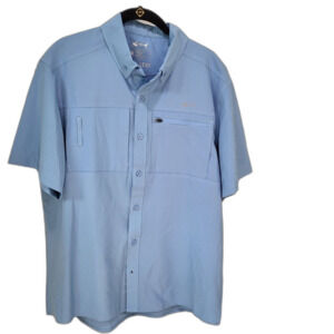 NEW Men's Blue Short Sleeve Fishing Shirt - Size Med